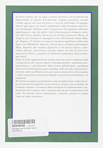 Sviluppi recenti nella ricerca antichistica